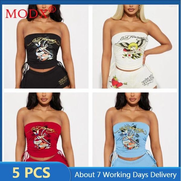 TRABALHO MULHERES FILES 5SETS itens em massa Lotes de atacado Summer Combating Duas peças Women Women Sexy Print sem mangas colete shorts y2k roupas m13480