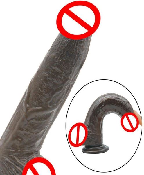 819 polegadas 208mm43mm Dildo Coffee Realistic Coffee Dildos Big Dildos Fake Penis Toys Sex for Women Large Tentum Cock Dick Penes Reales3111682