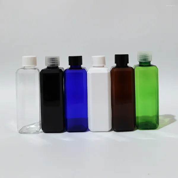 Depolama Şişeleri 50pcs 100ml Kare Plastik Ambalaj Şişesi Açık/Siyah Doldurulabilir Boş Kozmetik Kaplar 3.4oz Pet Şampuan Duş Jel