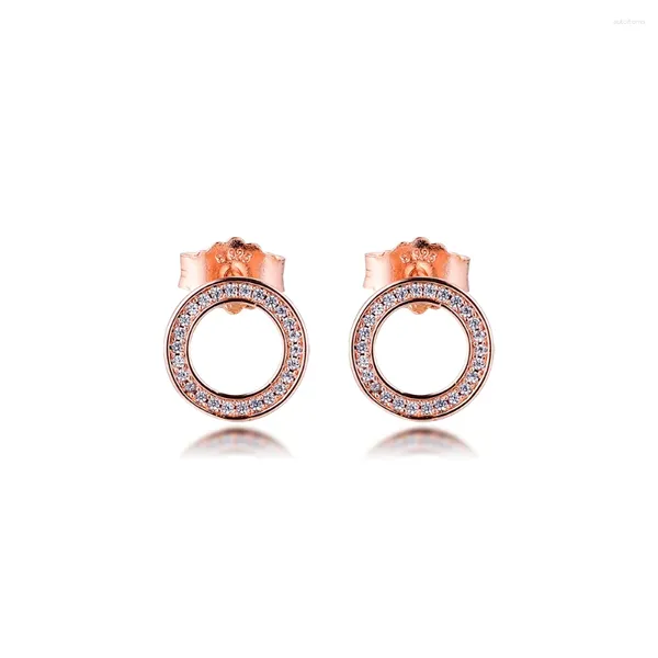 Gestüt Ohrringe Authentic 925 Sterling Silber Ohrring Roségold Kreis für Frauen Schmuck Sterling-Silver-Jewelry Brincos