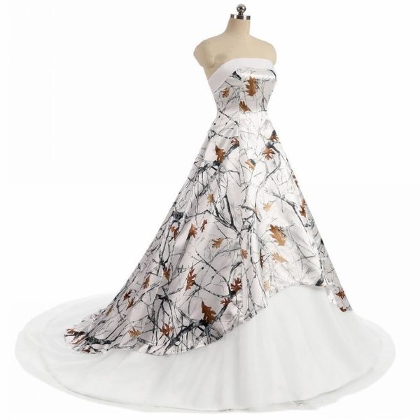 2021 abito da sposa bianco vintage abito da sposa a strisci senza spalline corsetto Realtree camuflage Boho Beach Country Country Bridal Dresses Vestidos de N 2580