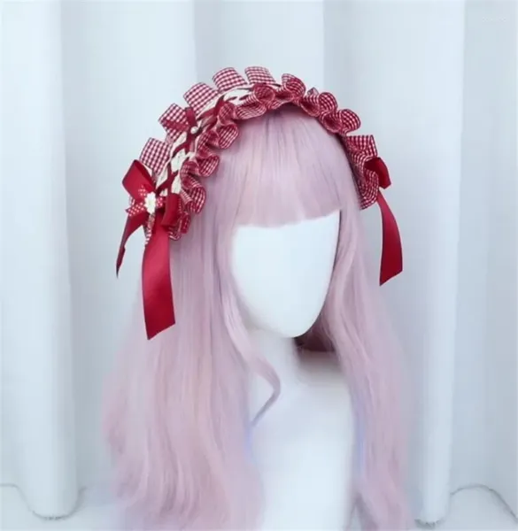 Party liefert japanische rote Erdbeerkekse Mädchen Lolita süße Spitzenbow Clip Stirnband Cosplay Haarzubehör c992