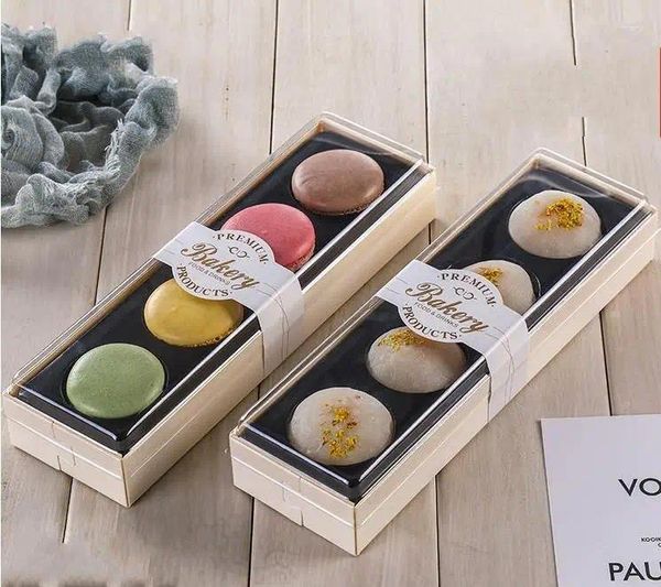 Geschenkverpackung Schöne Macaron Packing Box Hochzeitsfeier Dessert 4 Pack Kuchen Aufbewahrung Biscuit Holzkuchen Dekoration Backzubehör Sn