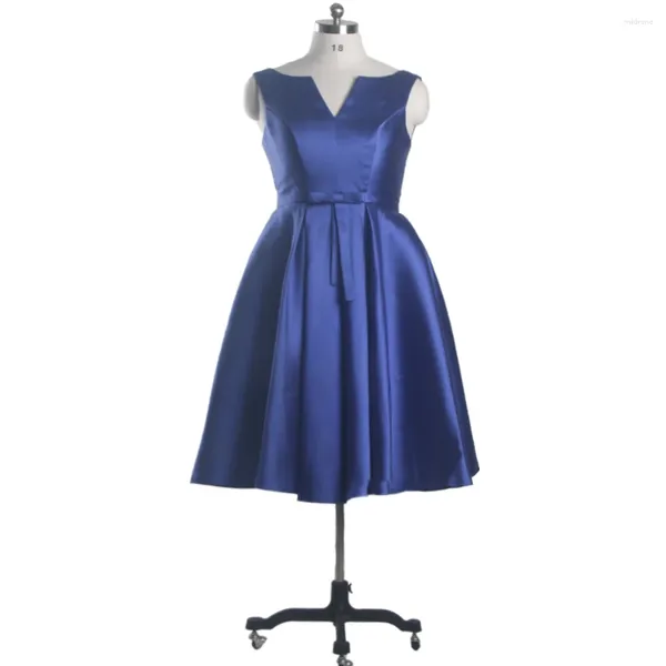 Partykleider Es ist yiiya Clearance Abendkleid Royal Blue Blue V-Ausschnitt Ärmele Schnürgröße 16 Falten a-line-Länge ZP004