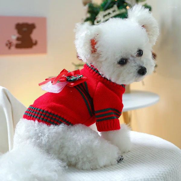Köpek giyim evcil hayvanlar bowknot kedi giyim Noel festivali mutlu kazak Kore moda
