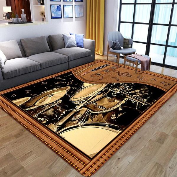 Teppichs Musik Drum Kit 3D bedruckt weiche Flanell Teppiche Waschbare Bodenmatten für Wohnzimmer Schlafzimmer Betthause Home Bar Dekorative