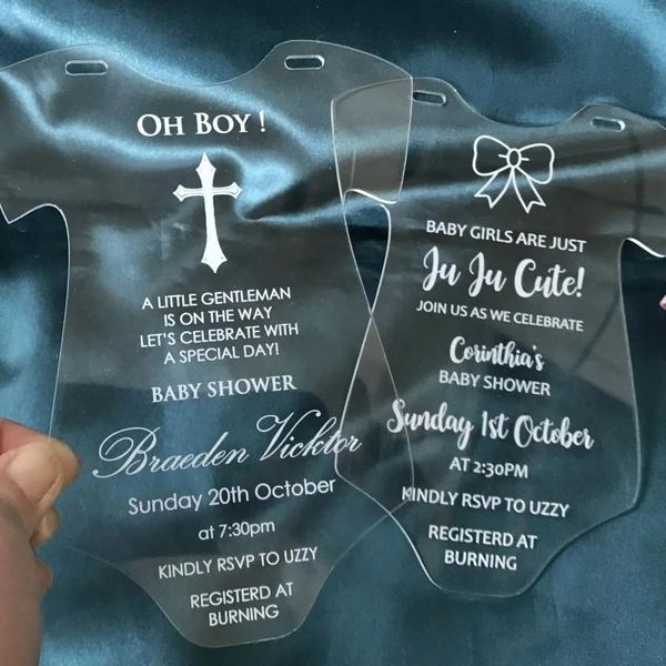 Forniture per feste baby shower invito acrilico Invito personalizzato First Girls and Boys Transparent Baptison Decor 10pcs