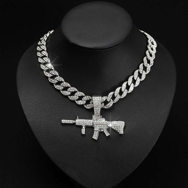 designer design regali festivi hip hop diamond pistola ciondolo alla moda alla moda accessori appesi collana collana personalizzata in lega diamante piena pistola sospesa tag