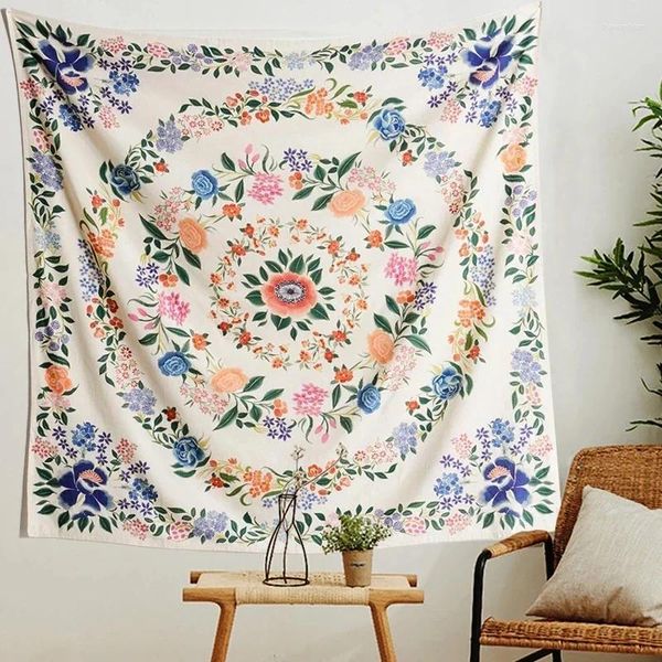 Arazzi Mandala Floral Tapestry Bohemia Flower Ghirland Wall Boho India Hippie Home Decor Cloth