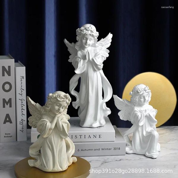 Estatuetas decorativas resina sintética Angel Girl Figura escultura Adorável