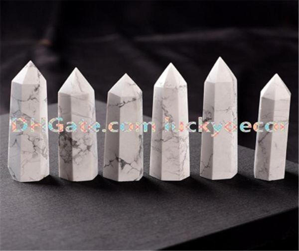 Schöne 65 cm85cm natürliche weiße polierte türkisfarbene Prisma Zauberstab Marmor Howlite Kristall Obelisk Quarz Punkte Exemplar Heilungsstein Hi6571834