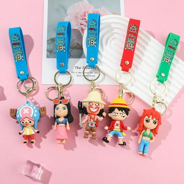 Partyversorgungen ein Stück Anime Affe D. Luffy Keychain Silikonschlüsselringe Lanyard Rucksack Anhänger Accessoires Cosplay Schmuck Request Geschenke