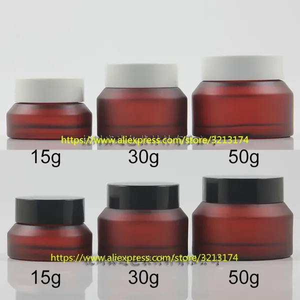 Garrafas de armazenamento 15g 30g 50g Rosa vermelha Rosa fosca Creme de vidro jarro cosmético pode mascarar o recipiente