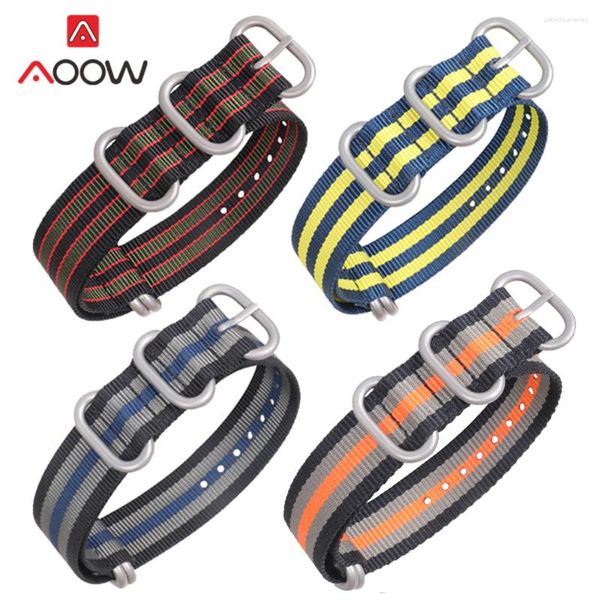 Watch Bands Heavy Duty Watchband Nylon Cint 18/22/22/24mm in acciaio inossidabile con fibbia a 5 anelli con fibbia a strisce Accessori in tela a strisce