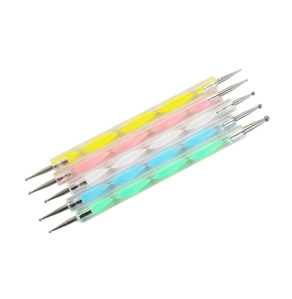 5pcsset Nail Art Dispensing -Werkzeuge doppelte Zeigekasten runde Kopfnägelwerkzeuge Punktnadel Maniküre 5 Größen6514262