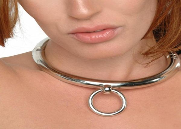 Edelstahl abschließbarer Metall Slave Halskragen Sechskantschlüssel zurückhaltend Bondage Locking Halskette Orings BDSM Game Toy 2107225013598
