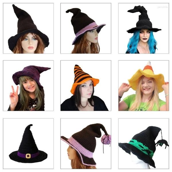 Partyzubehör für Erwachsene Halloween Hexenhut mit Häkeldesign Masquerade Wizard Cosplay Kostüm Lustige Kleidung Großhandel