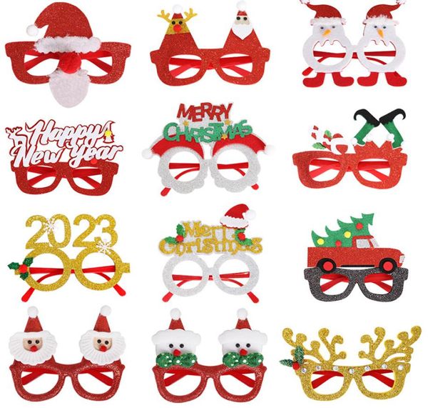 Children039s Glasses de Natal 2023 Boneca de neve Papai Noel Party Decoration Glasses Po Prop1036147