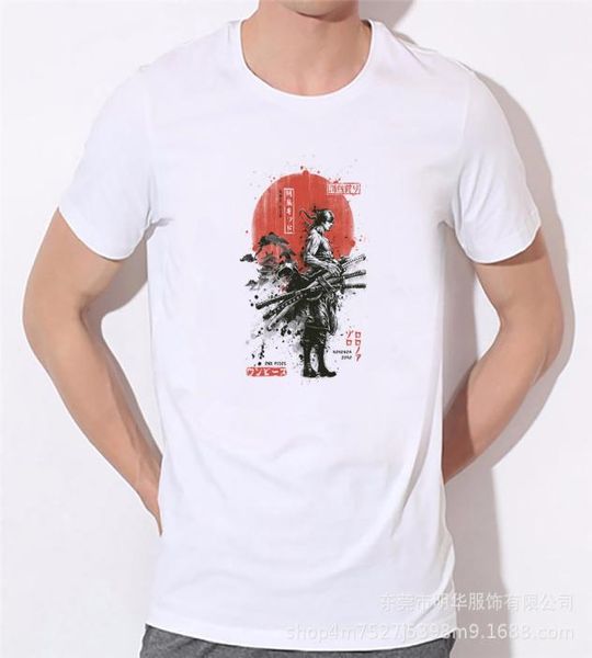 Летняя футболка мужчина один кусок Zoro Samurai Wano Kuni Arc Cartoon Cartoon Tshirt с коротким рукавом повседневная хип -хоп уличная одежда аниме -принт Tshirt2958334