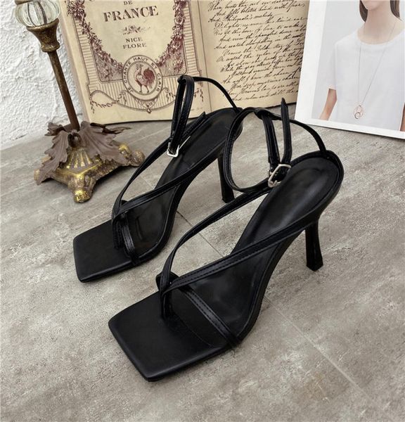 Обувь Eilyken Sandals High Heels Fall Best Street Look Females Square Head Open Toe Clip-on Strappy Sandals Женщины Sdadgsagdagf65587777