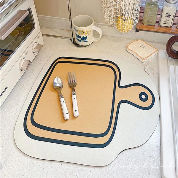 Teppiche kreative Küchenmatten Kaffeemaschine Teppich absorbierende Geschirrtrocknungsmatten Nicht-Schlupf-Abflusskissen Tischemat Esstisch Teppich