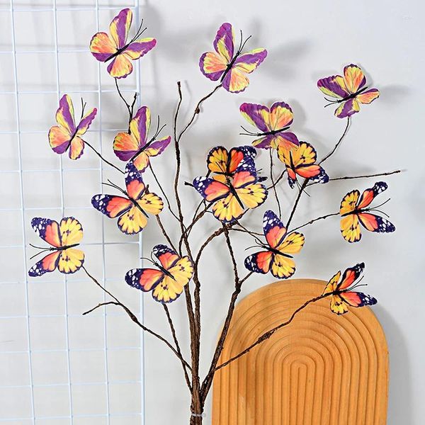 Fiori decorativi rami di farfalle artificiali di plastica piante finte feste matrimoni vaso domestico disposizione floreale pografia arredamento