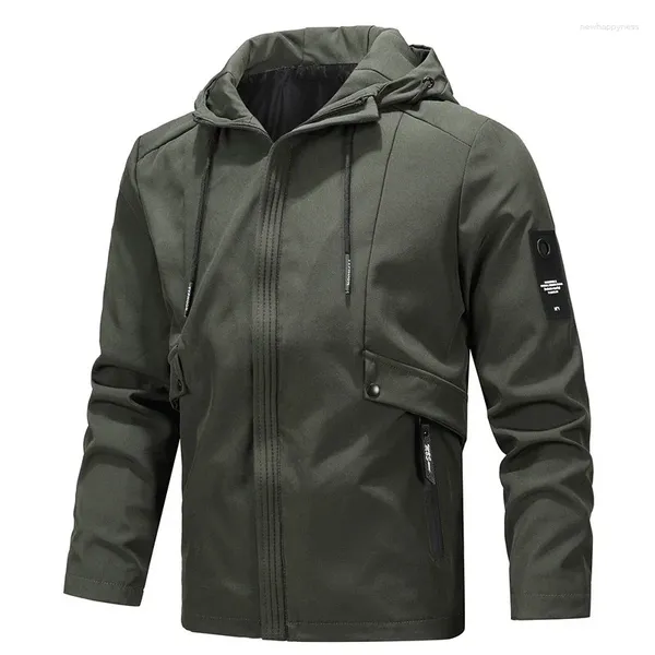 Jackets masculinos Hip Hop masswear casacos de moda da primavera Moda de bombardeiro coreano com capa Men Manga Longa Jaqueta de Windbreaker