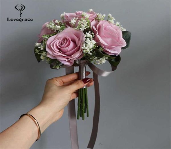 Lovegrace Bride Rose Bouquet Forniture per matrimoni Bridesmaid Rose Baby039s Breath Bouquet Flower Disposition Faiy Home Party Prom De7761964843