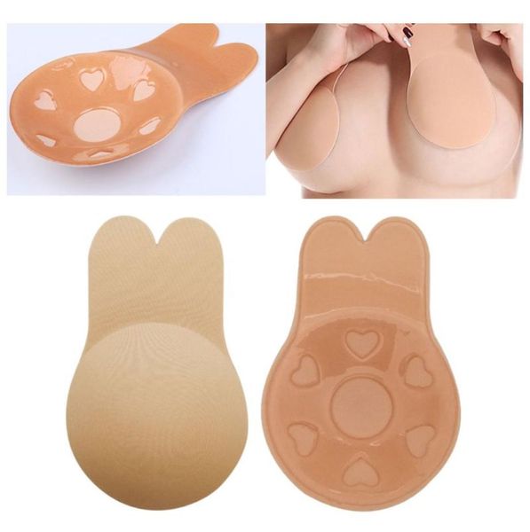 2pcspair Women Wear Cute Habbit Ear Invisible refletto adesivi toracici Biosilicone Capello Biosilicone Copertura antisommuta del torace antisagabile2716508