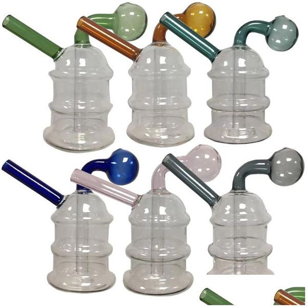 Tubos de fumantes vendem o queimador de petróleo de torre Bubblers Kit de tubo de mão de uma peça Percolator Difusor Bongud Bongus Bubbler Smart Recick F otgaa