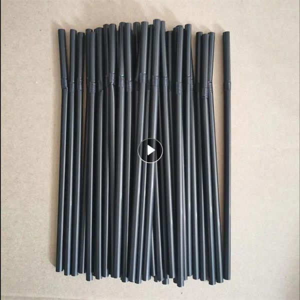 Tek Kullanımlık Bardak Pipetler Saman Çok yönlü Moda 100 Parçası/Paket Lüks 6 210mm Özel Siyah Plastik