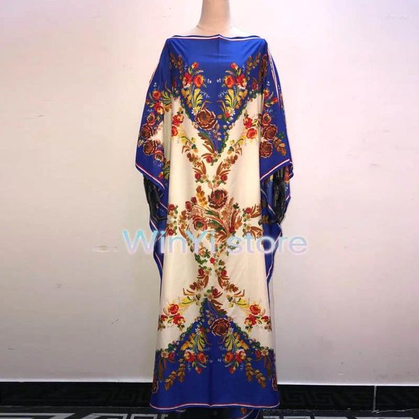Ethnische Kleidung 2024 Ankünfte Afrikanische Dashiki Blumen Muster Druckkleid Kurzarm lässige Kleider für Frauen