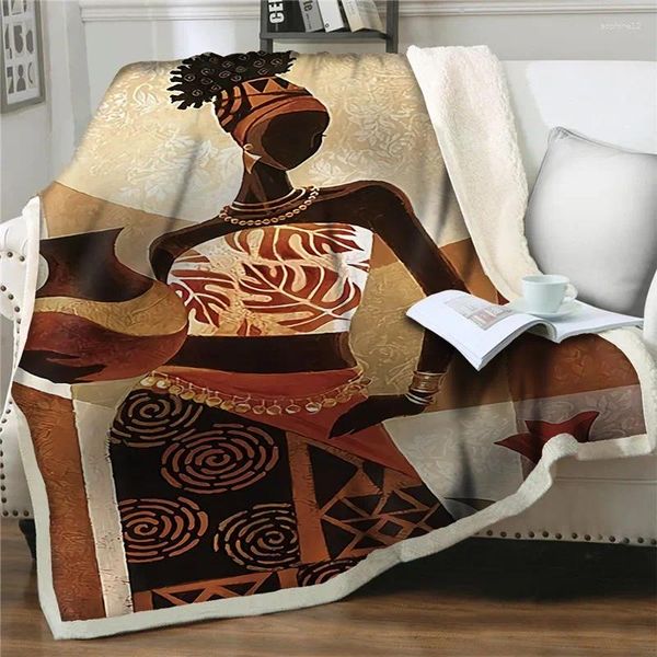 Одеяла BeddingTlet Африканская женщина Шерпа бросает сгущание одеяло мультипликационное детское кровать для дивана Manta Dropship Home Текстиль