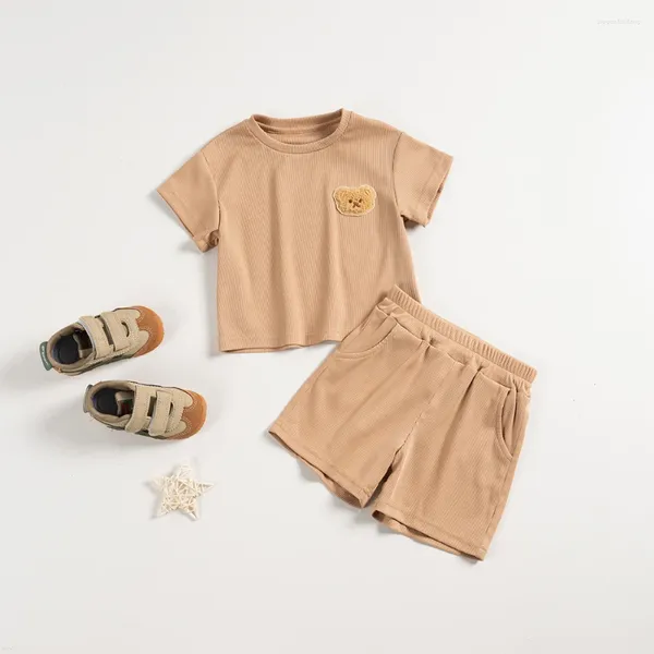 Kleidungssets entzückendes Bären-gedrucktes Outfit für Ihren kleinen Jungen-2PCS-T-Shirt-Shorts-Set!