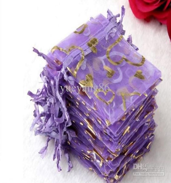 200pcs 34 Purple Jewelry Box Luxus Organza Schmuckbeutel Geschenke Taschen für Ring Hochzeitsfeier Gunst Taschen Beutel mit süßem Hea8171310
