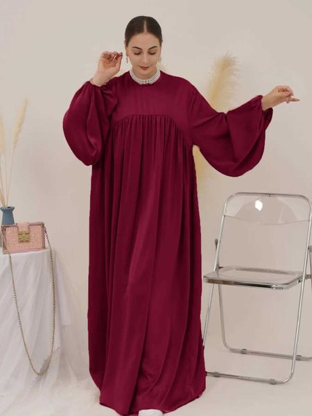 Balão de roupas étnicas SLVE KAFTAN Avançado Moda Modesta Muçulmana Dubai Partido Árabe ABAYA Vestidos de Evening Mulheres Vestidos Muçulmanos T240510