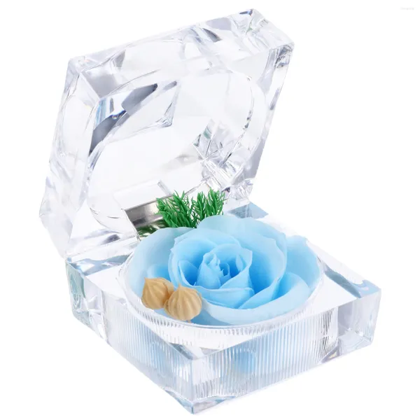 Dekorative Blumen 1PC kreatives Rosenjuwel Eternal Blumenkasten Schmuck Aufbewahrung Jubiläumsgeschenk für Freund