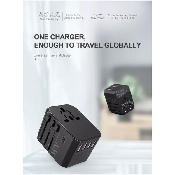 Tragbare World Travel mit vier USB- und Typ-C-Smart-Ladegerät Elektrische Sockel-Ablieferung Elektronik DHZ4D