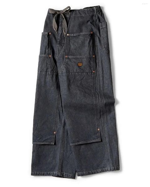 Herren Jeans japanische lässige Denim -Dienstring große Taschenprotokollierhose Streetwear Männer Fracht Fracht
