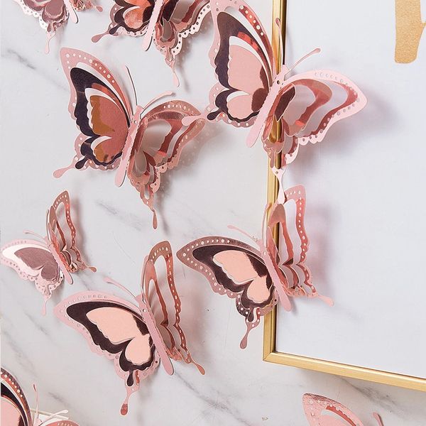 12pcs 3d Butterfly Wandkleher Selbstkleber Tapete für Wohnzimmer Dekoration Kinder DIY -Aufkleber 240426