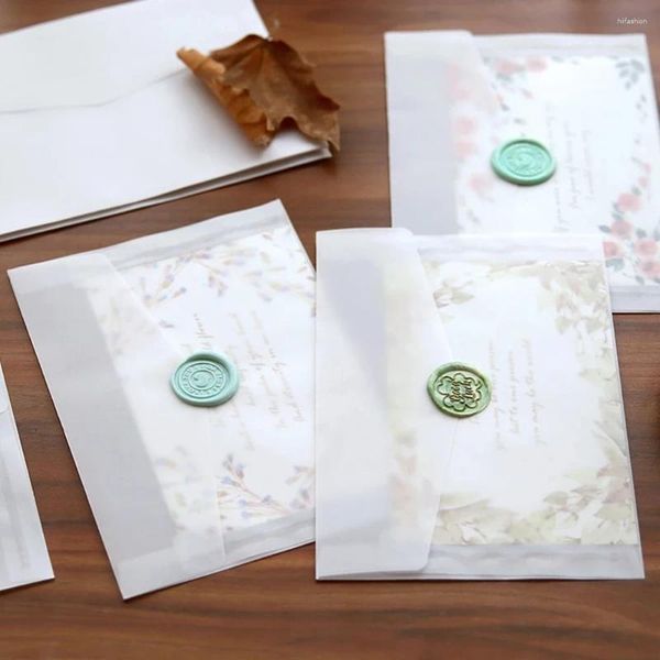 Bolsas de armazenamento 10pcs envelopes de papel de ácido sulfúrico semi-transparentes para cartão postal /convite de casamento de cartão de diy embalagem de doces de presente