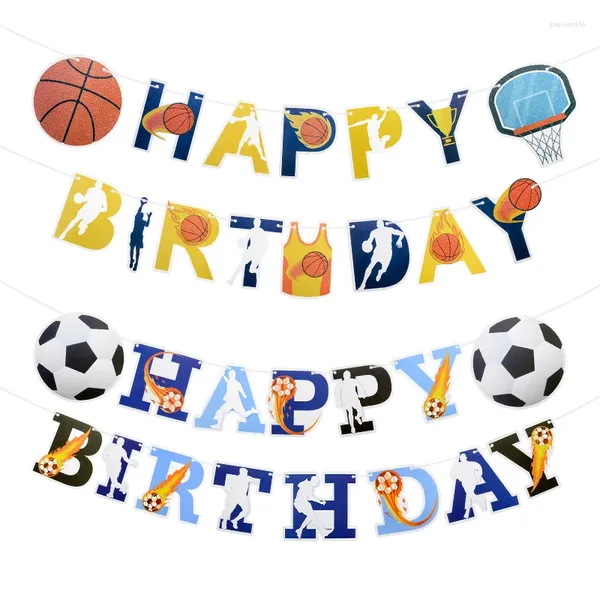 Decorazione per feste Happy Birthday Paper Ghirlanda Spaceship Football Banner Banner Decorazioni per baby Shower Bomboniere