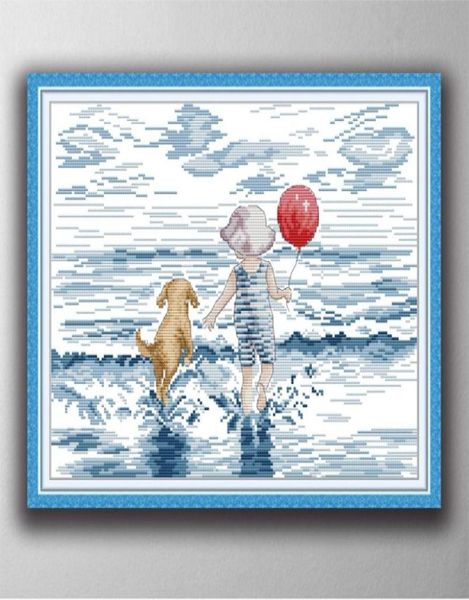 Seaside Handmade Cross Stitch Craft Tools Stickerei -Nadel -Sets gezählt werden auf Canvas DMC 14CT 11CT6038546