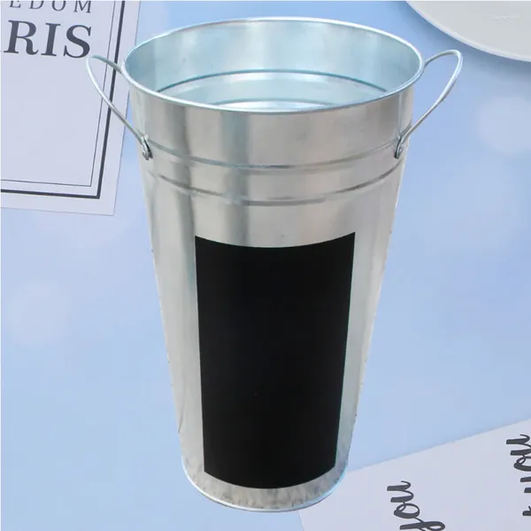 Vasos vasos galvanizados chiques com adesivo de quadro preto à prova d'água Recipiente hidroponia de balde de flores francesas rústico seco