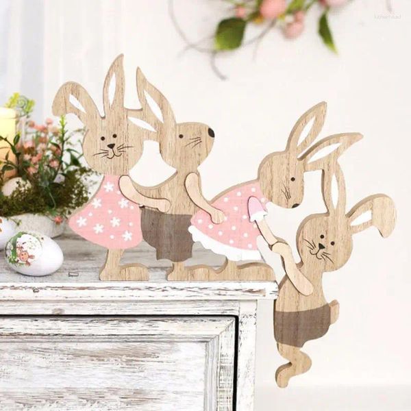 Figurine decorative Happy Pasqua Decorazioni per decorazioni uovo nano ornamenti in legno decorazioni a sospensione per l'angolo domestico