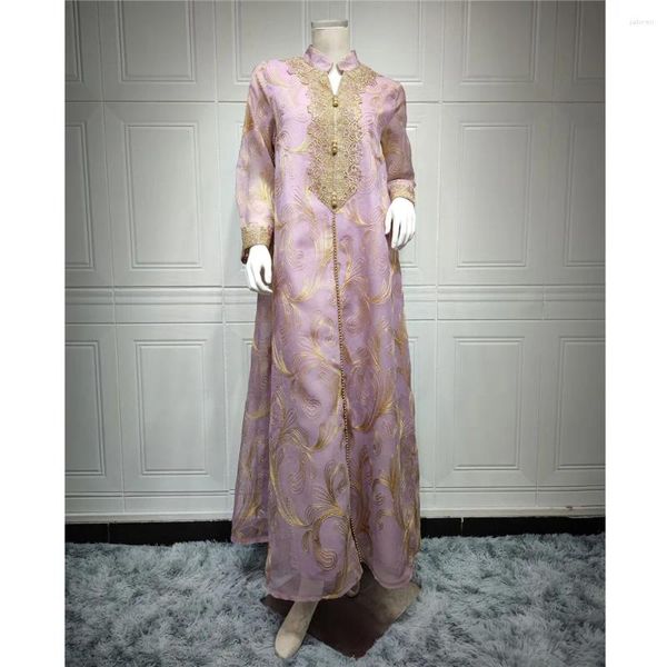 Bordado de roupas étnicas Abaya Eid Mubarak Ramadan Mulheres Muslim Maxi Dress Dubai Islâmico Marrocos Partido Kaftan Robe Árabe Vestido