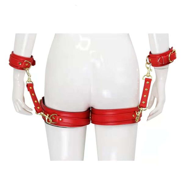 Cinture sexy imbracatura delle gambe regolabili con manette in pelle PU coppia bdsm bondage bdsm frena am