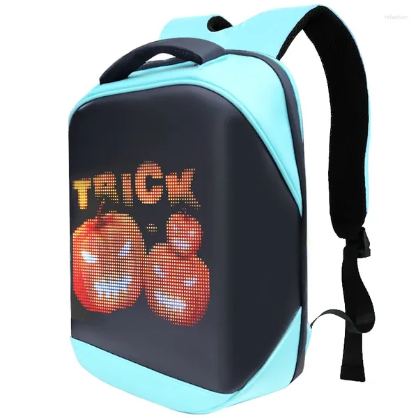 Backpack 2024 Atualização LED 4.0 Versão de blueth espessada Tela de celular inteligente Modotciclo de moda dinâmica de moda legal