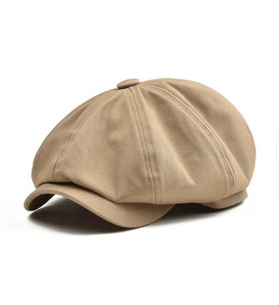 Botvela Big Big Newsboy Cap Men039s твил хлопок восьми панелей шляпа Women039s Baker Boy Caps khaki Retro Hats мужчина Boina Bere2828365