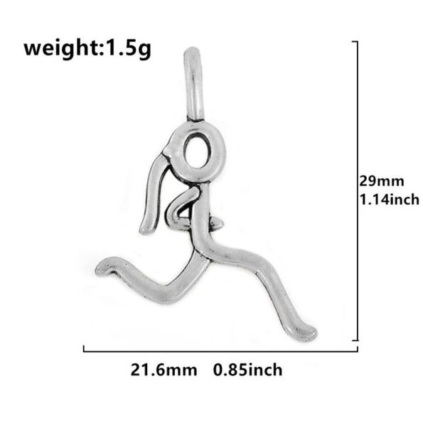 2021 Running Girl Charms Run Pingente Marathon Runner Sport Jewelry Stick Metal Stick Figura Diy Bracelets Colares9131144